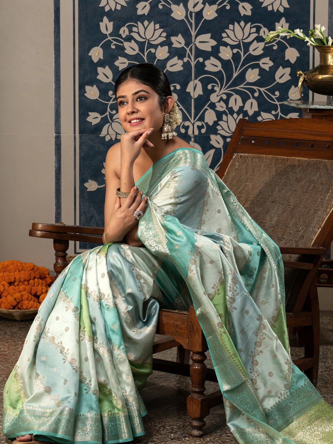 Handloom Banarasi Rangkaat Weaving Saree In Pure Silk-Multi Color