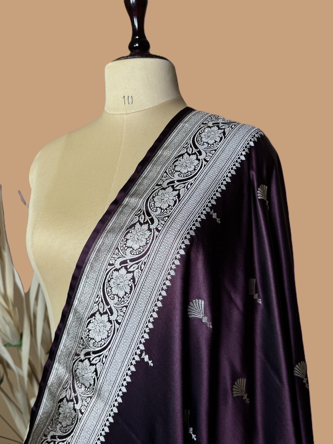 Traditional Banarasi Fountain Butti Weaving On Soft Mashru Silk Saree - Purple