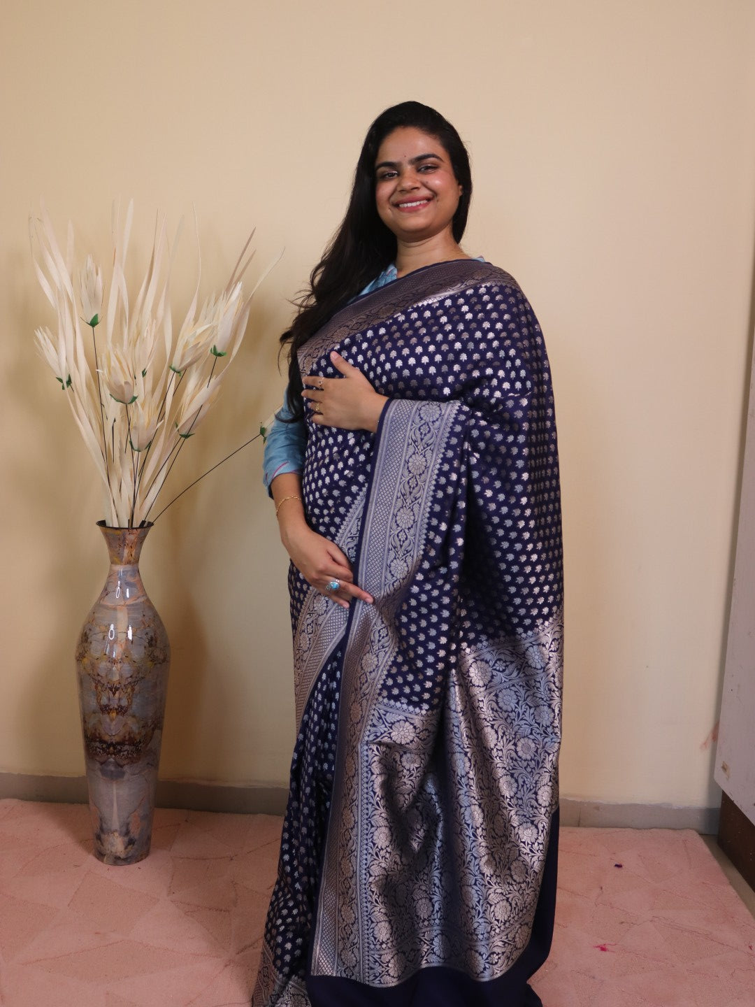 Banarasi Silk With Choti Buti -blue
