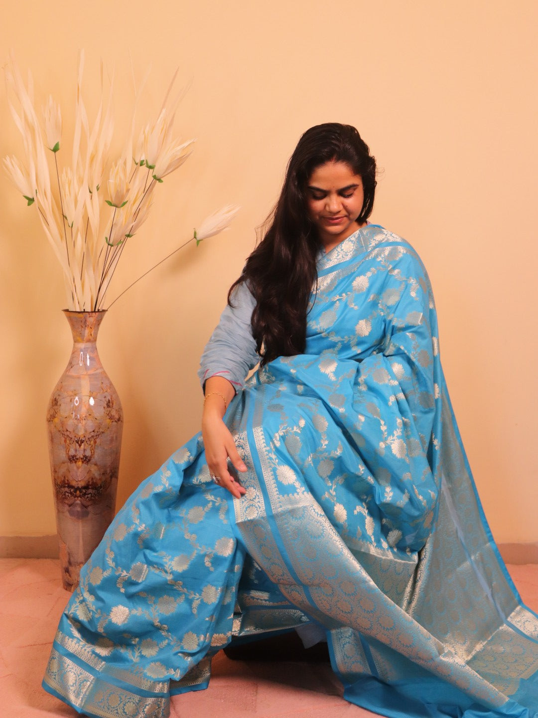 Banarasi Saree With Jaal Buti -blue