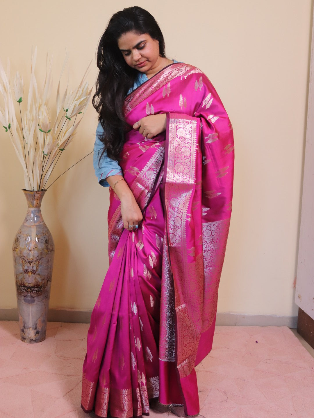 Banarasi Silk Double Buti Weaving -green