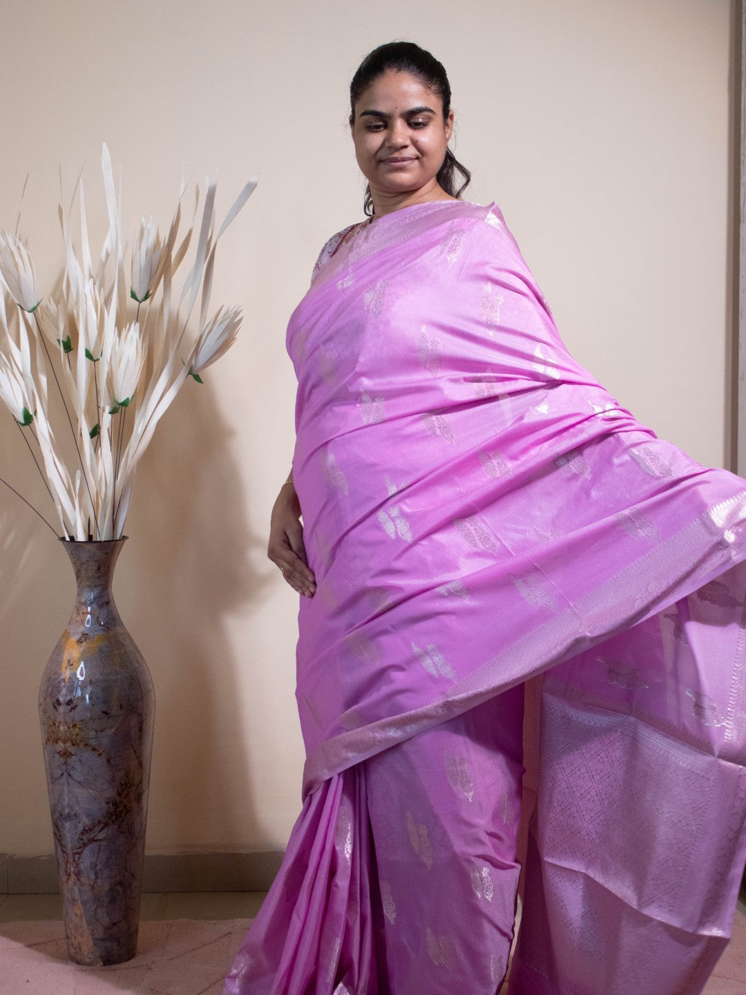 Banarasi Silk Double Buti Weaving - Pink
