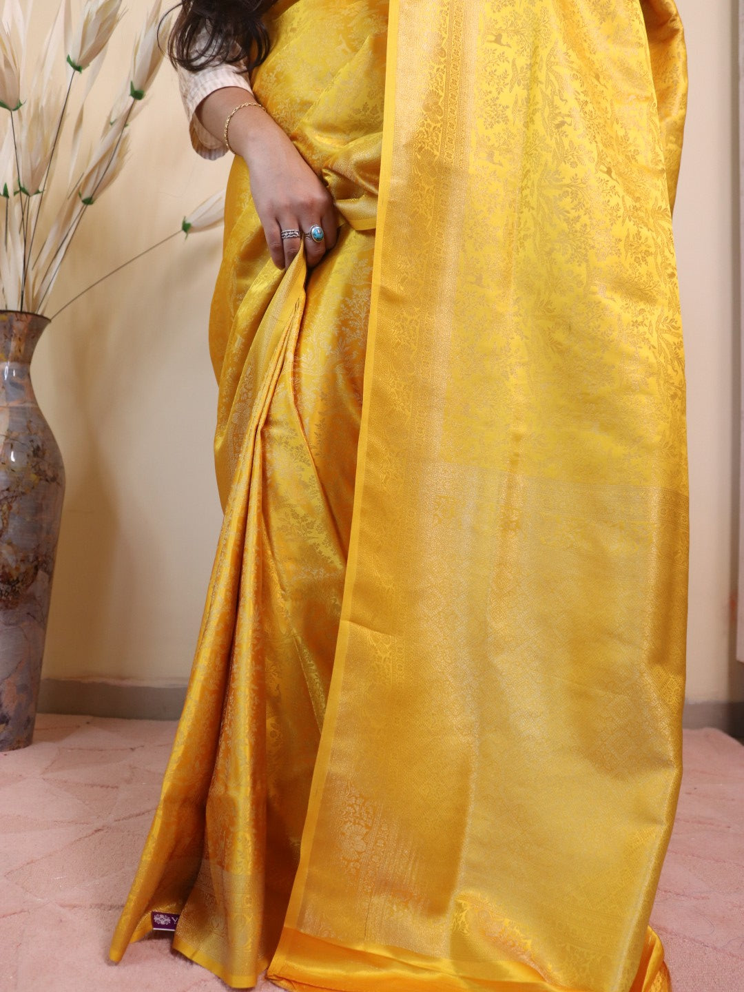 Banarasi Silk Jamawar Saree - Yellow