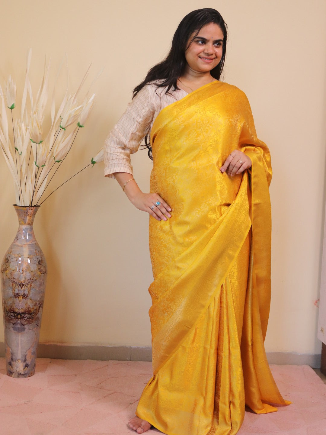Banarasi Silk Jamawar Saree - Yellow