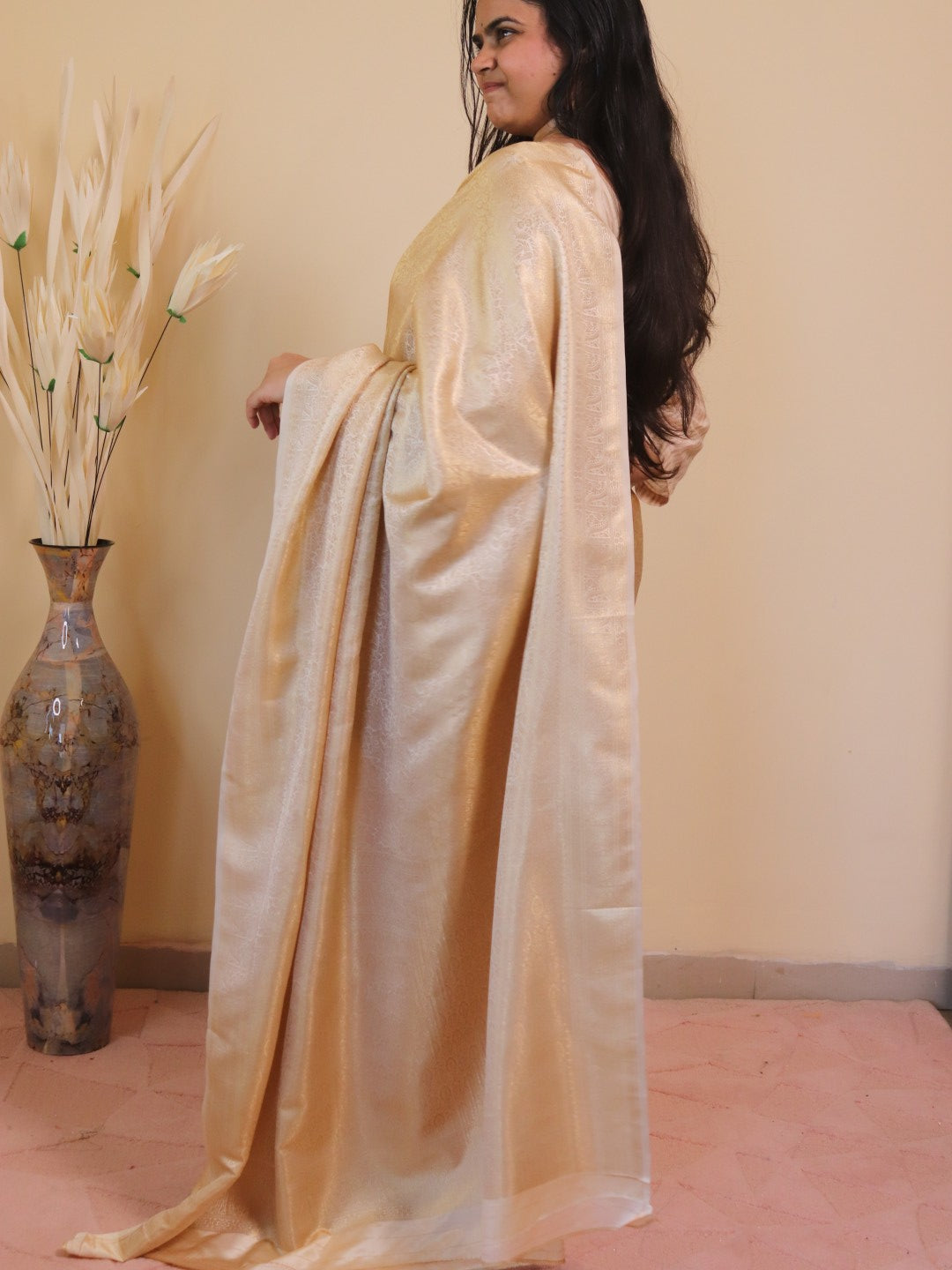 Banarasi Silk Jamawar Saree -off White