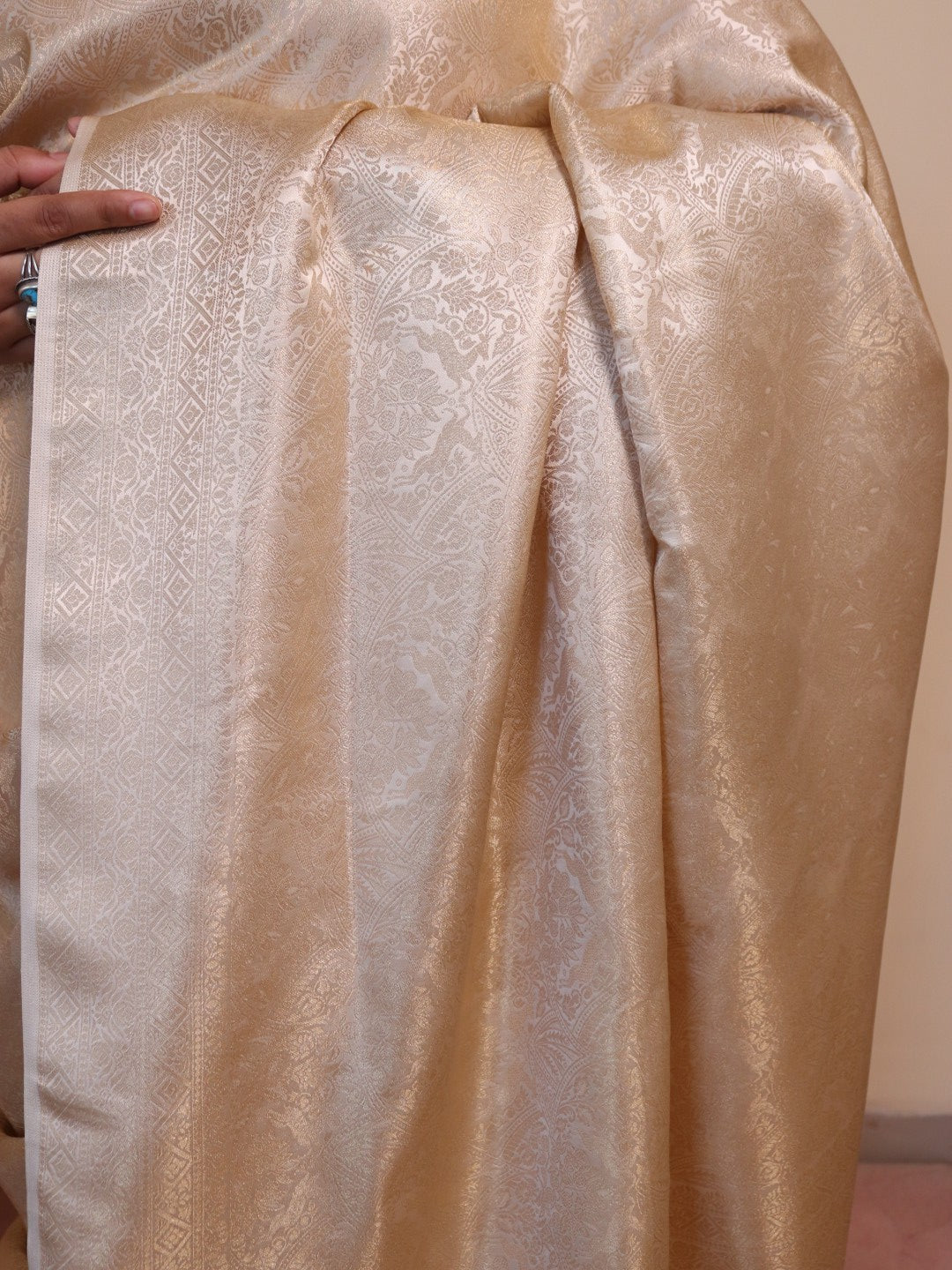 Banarasi Silk Jamawar Saree - Off-White Golden