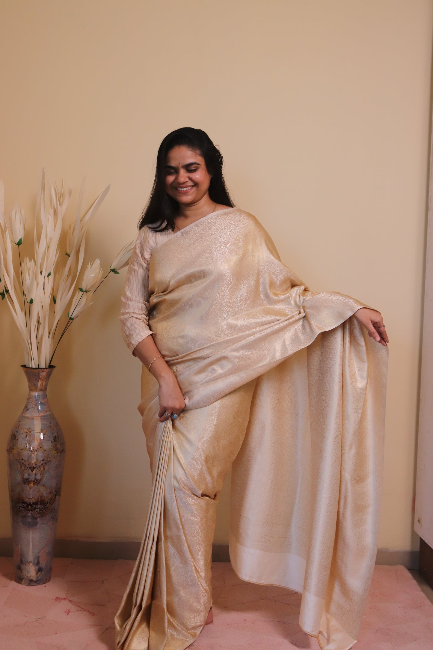 Banarasi Silk Jamawar Saree - White