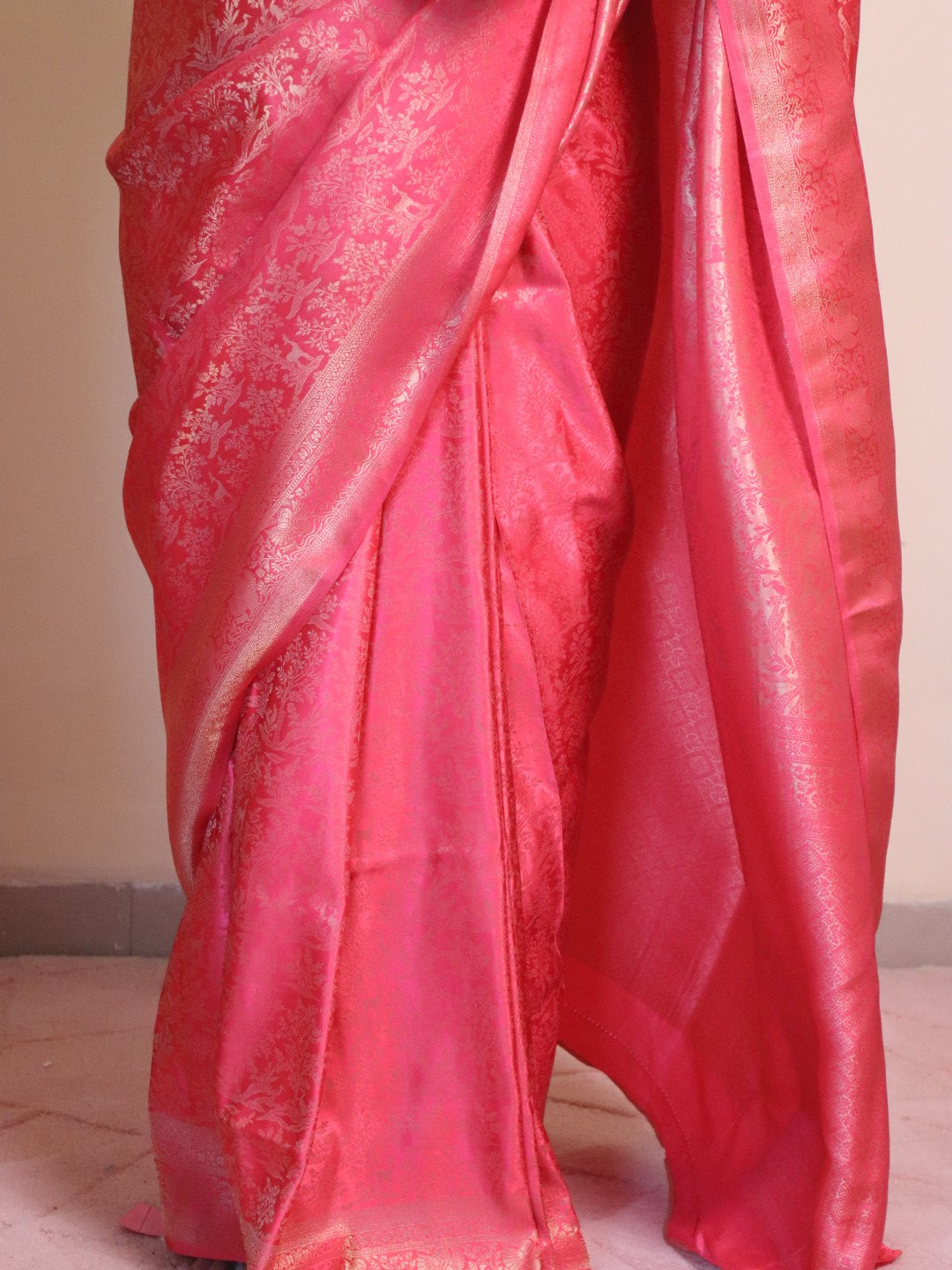 Banarasi Silk Jamawar Saree - Cherry Red
