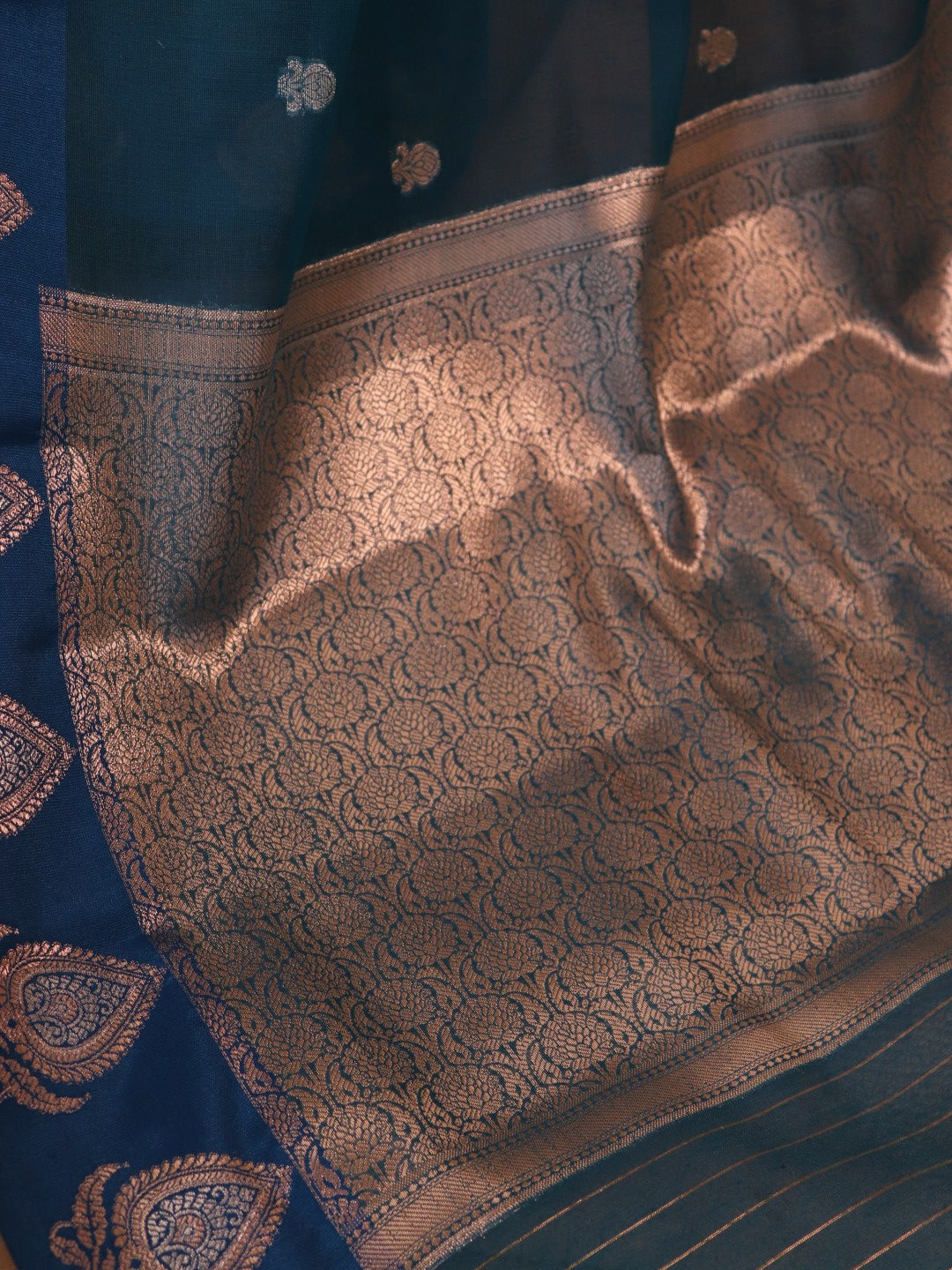 Banarasi Cotton Saree With Sona Rupa Weaving -blue