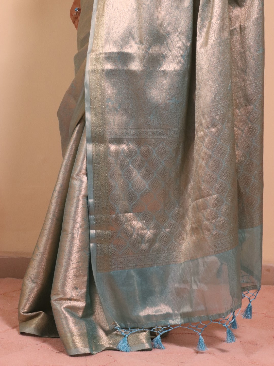 Banarasi Tissue Jamawar Saree - Blue
