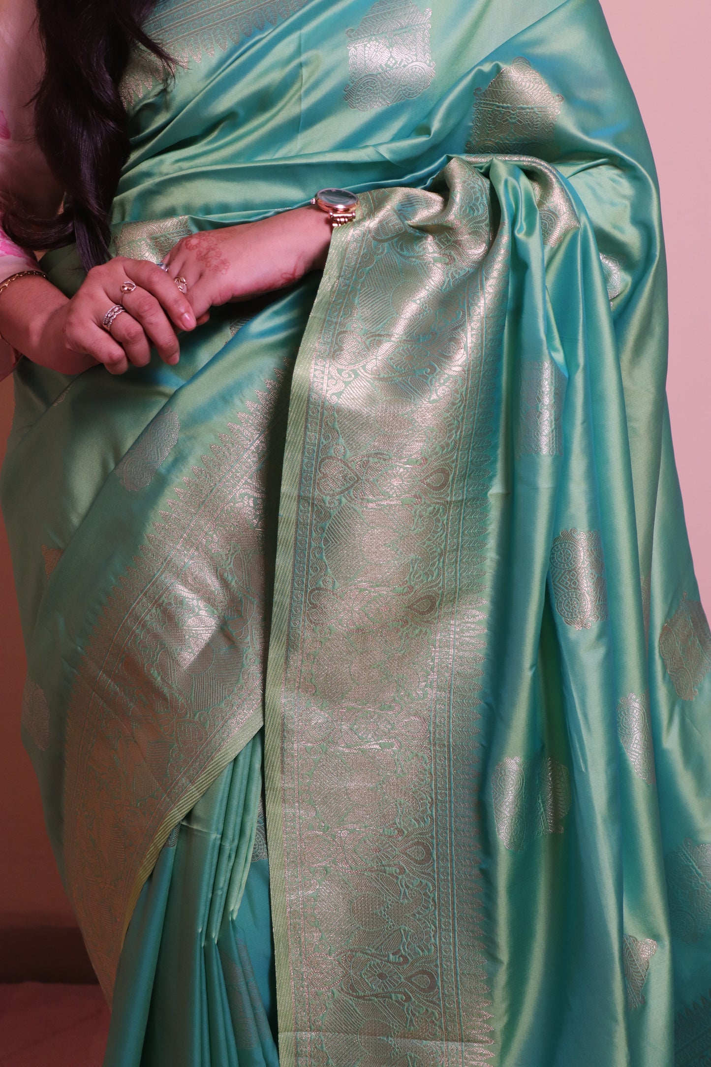 Soft Silk Weaved In Silver And Gold Zari - Blue
