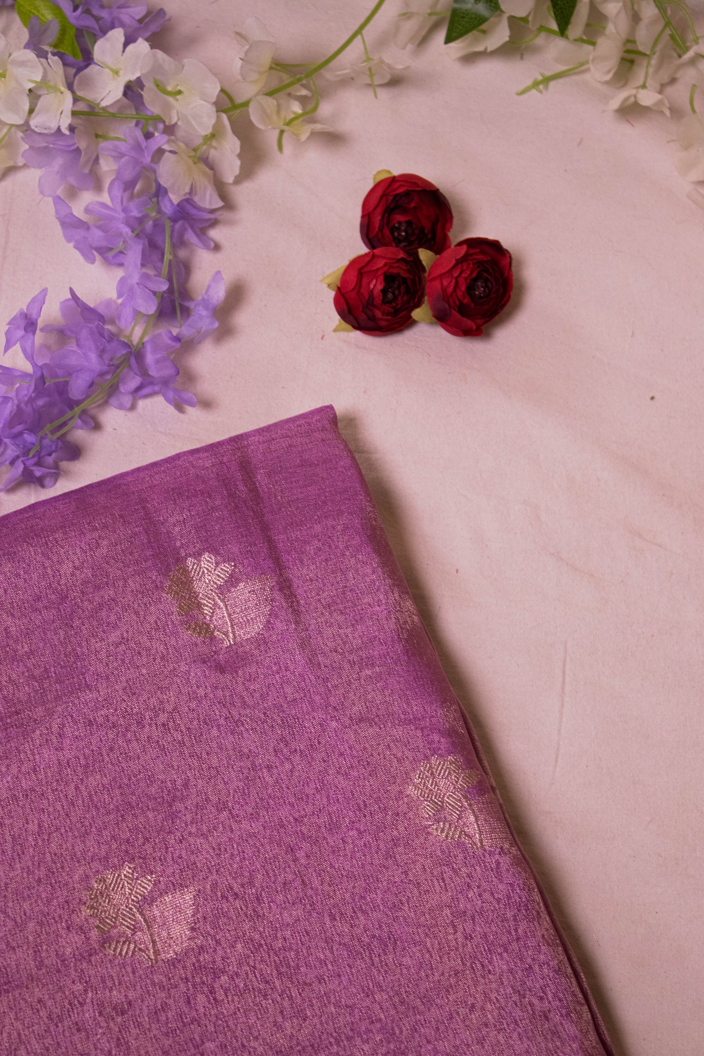 Banarasi Tissue With Ghaat Border - Purple