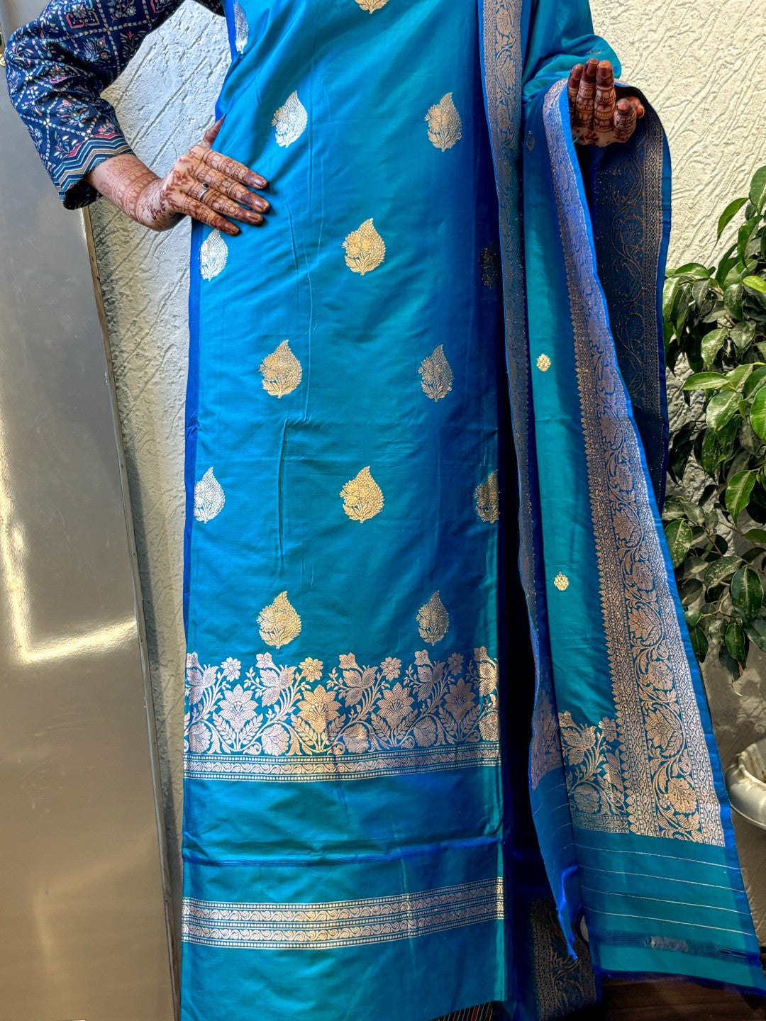 Mashru Silk Minakari Banarasi Jungla Unstitched Suit