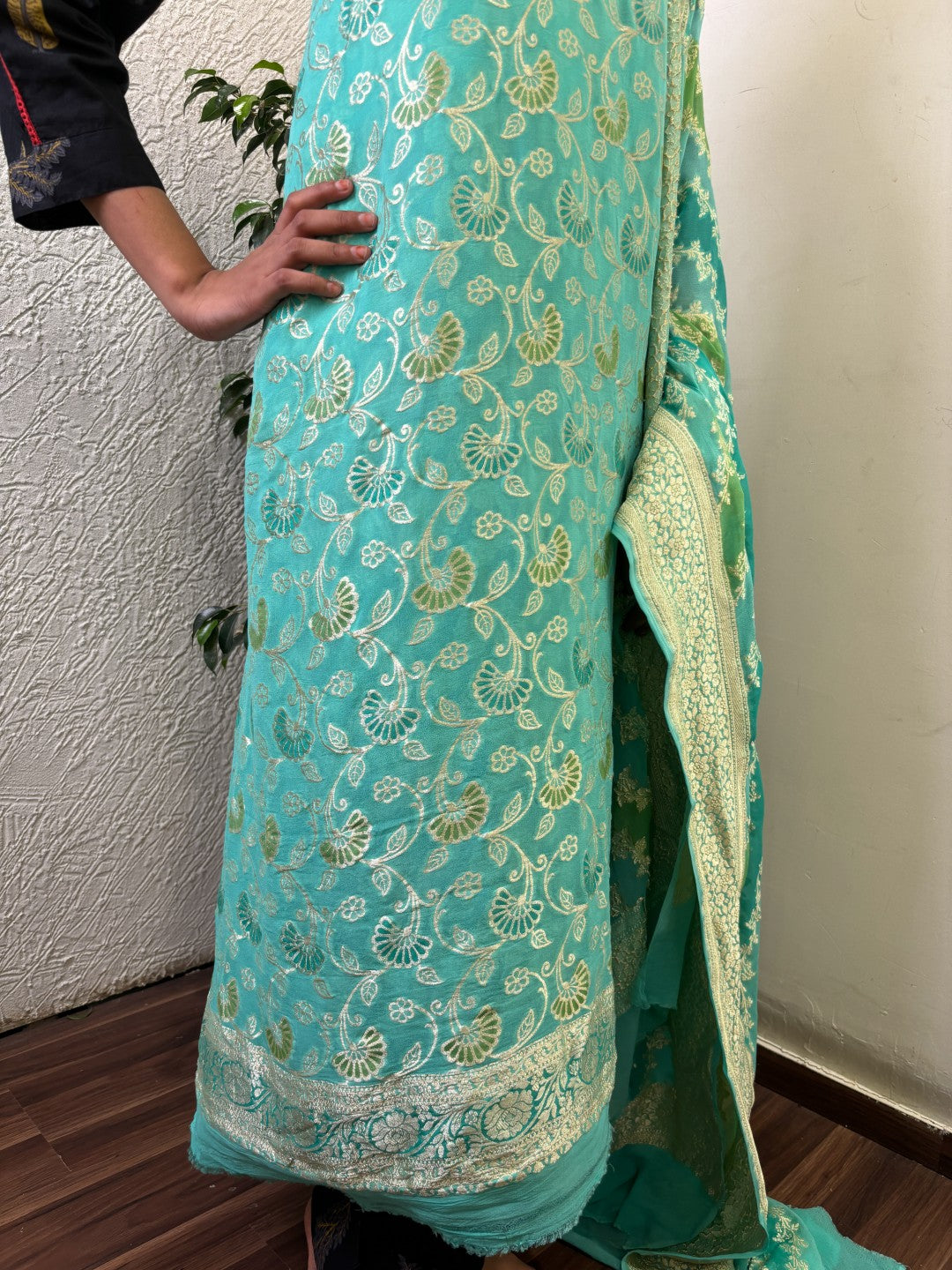 Pure Georgette Banarasi Khaddi Unstitched Suit Fabric