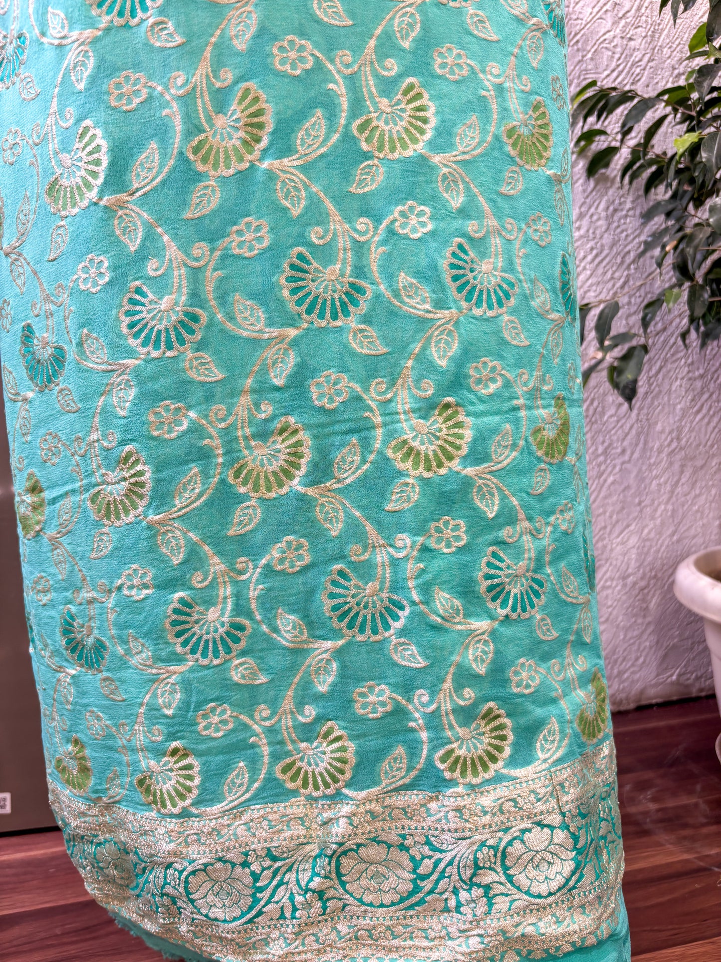 Pure Georgette Banarasi Khaddi Suits - Blue