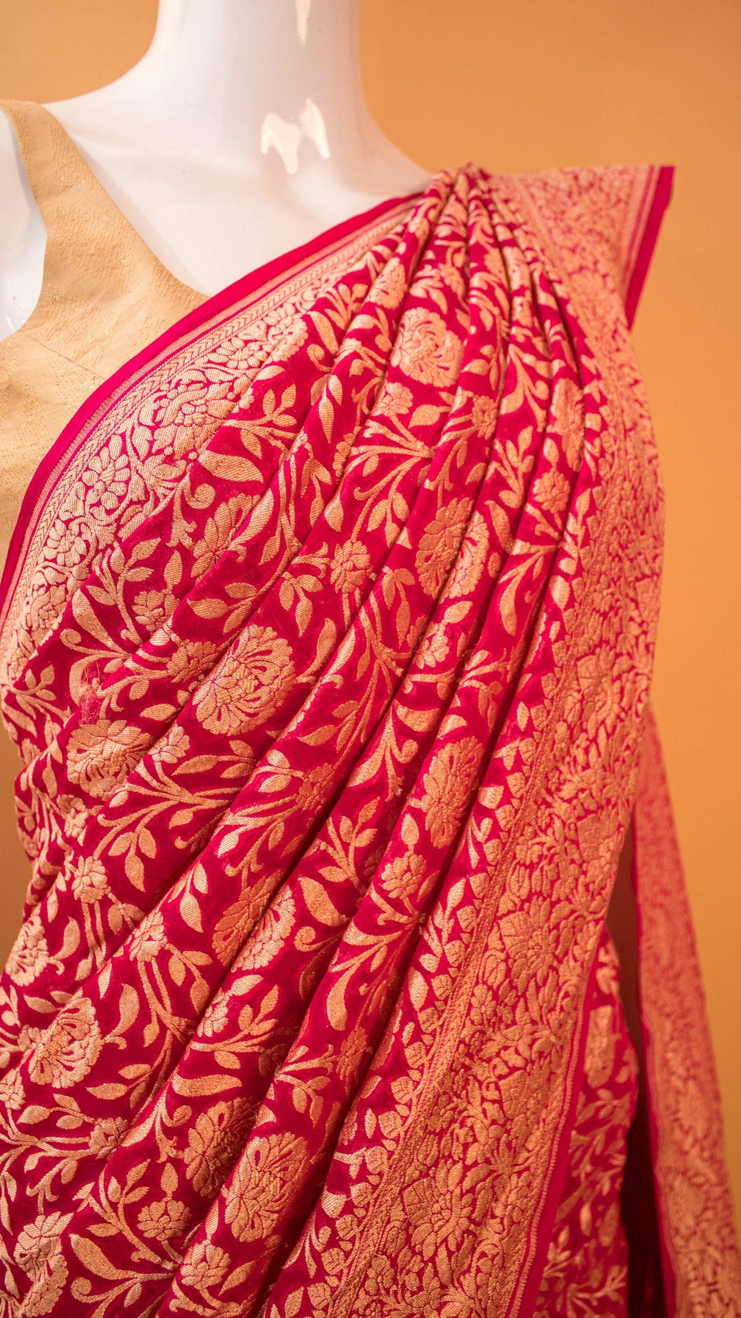 Handloom Banarasi Pure Khaddi Jaal - Pink