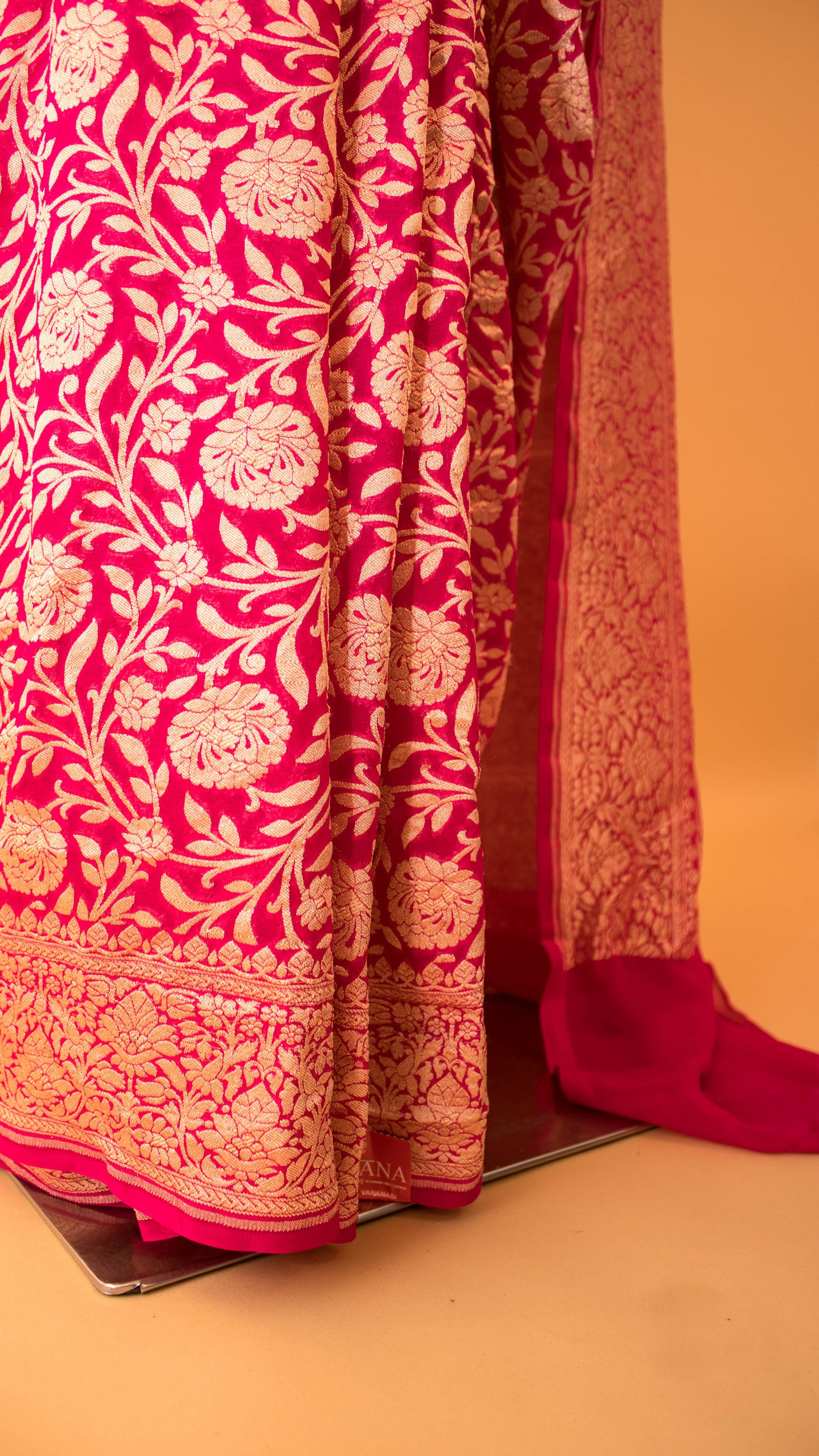 Handloom Banarasi Pure Khaddi Jaal - Pink