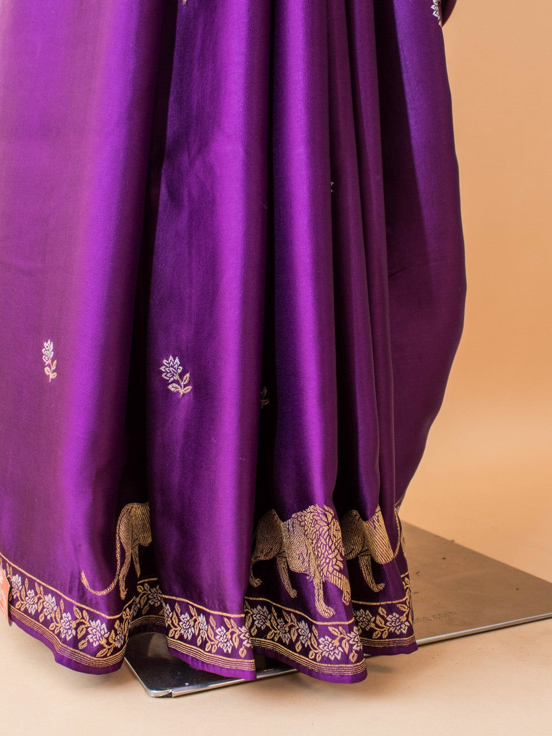 Mashru Silk With Contemporary Style Tiger Motif - Purple