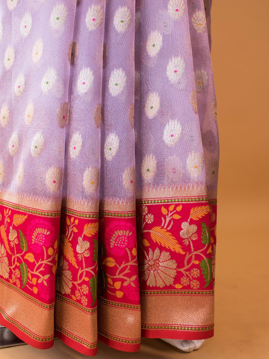 Tissue Saree Conntrast Meenakari Border - Purple