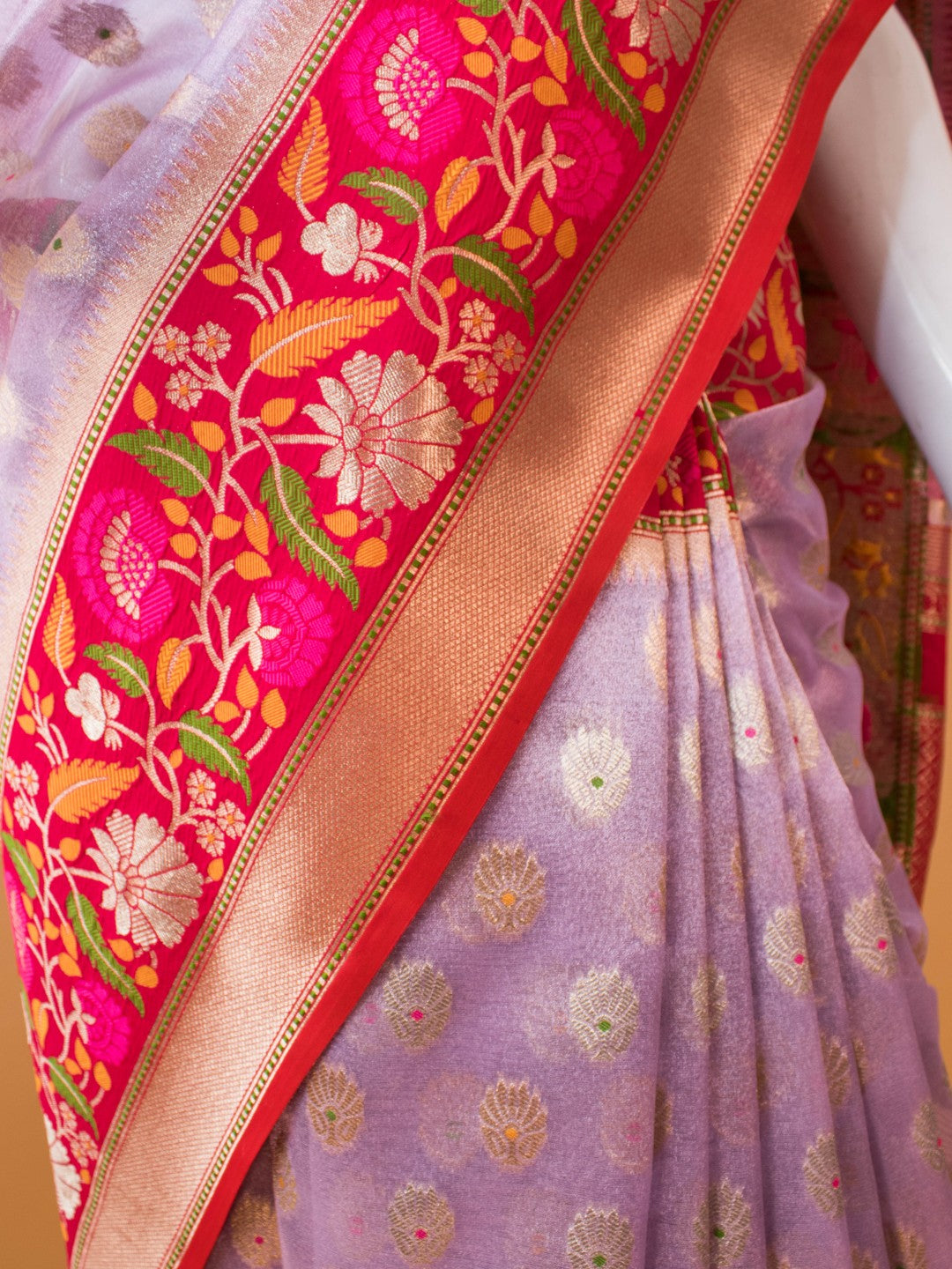 Tissue Saree Conntrast Meenakari Border - Purple