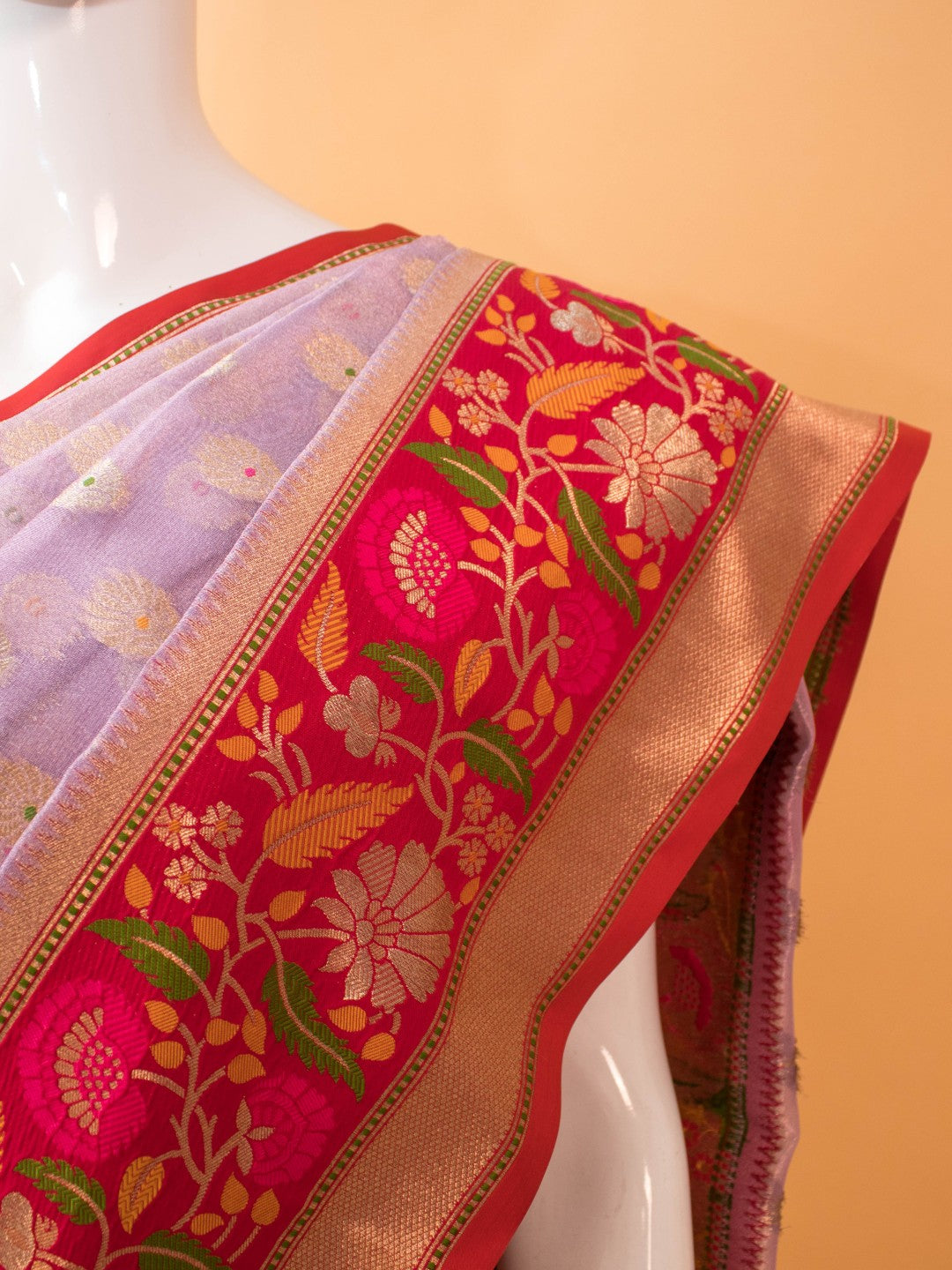 Tissue Saree Conntrast Meenakari Border - Purple