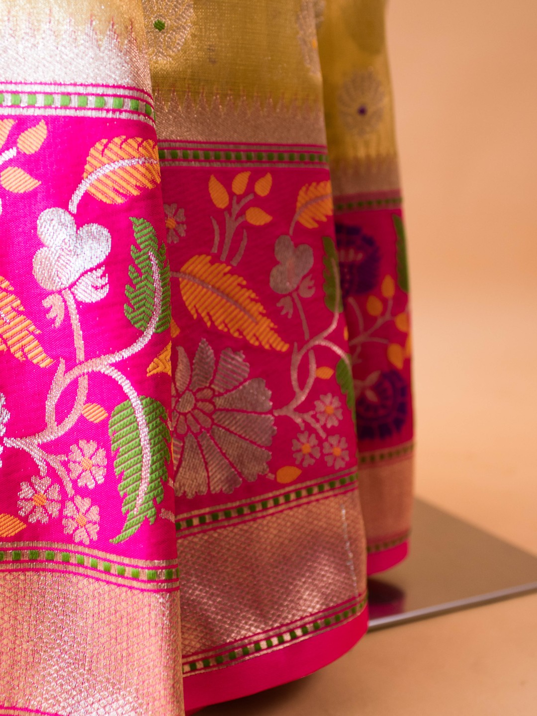 Tissue Saree Contrast Meenakari Border -purple
