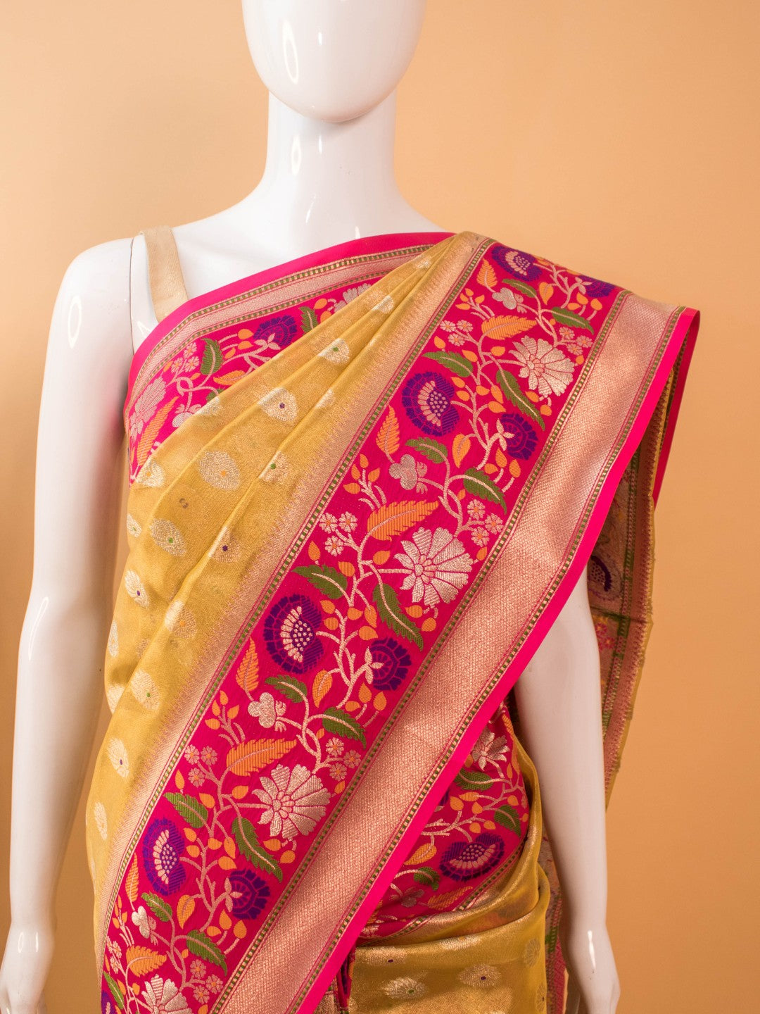 Tissue Saree Contrast Meenakari Border -purple