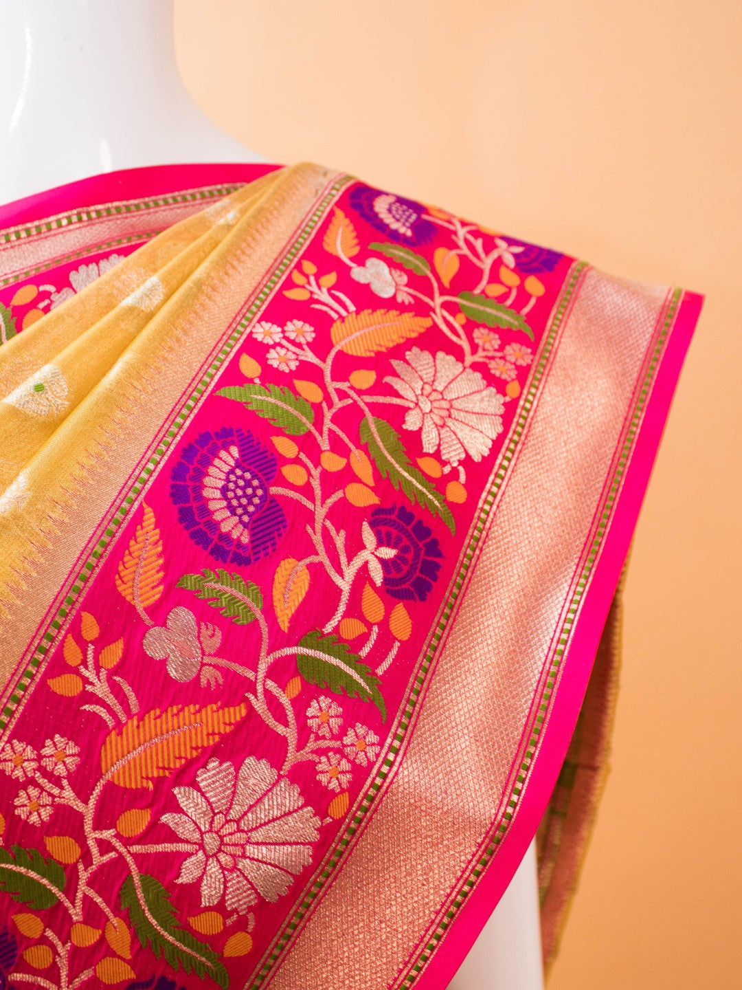 Tissue Saree Contrast Meenakari Border -purple