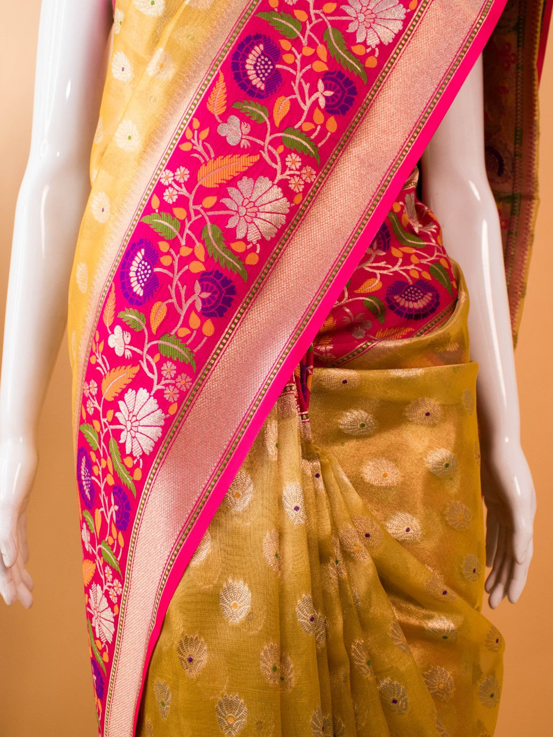 Tissue Saree Contrast Meenakari Border -purple
