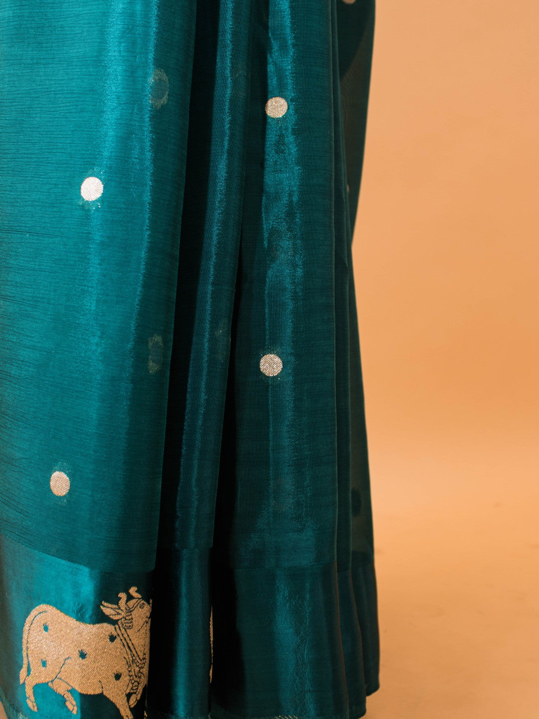 Soft Chinon Saree With Nandi Motif Border - Purple