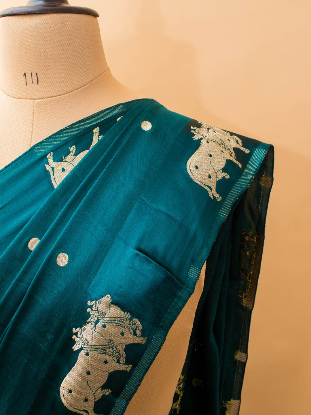 Soft Chinon Saree With Nandi Motif Border - Purple