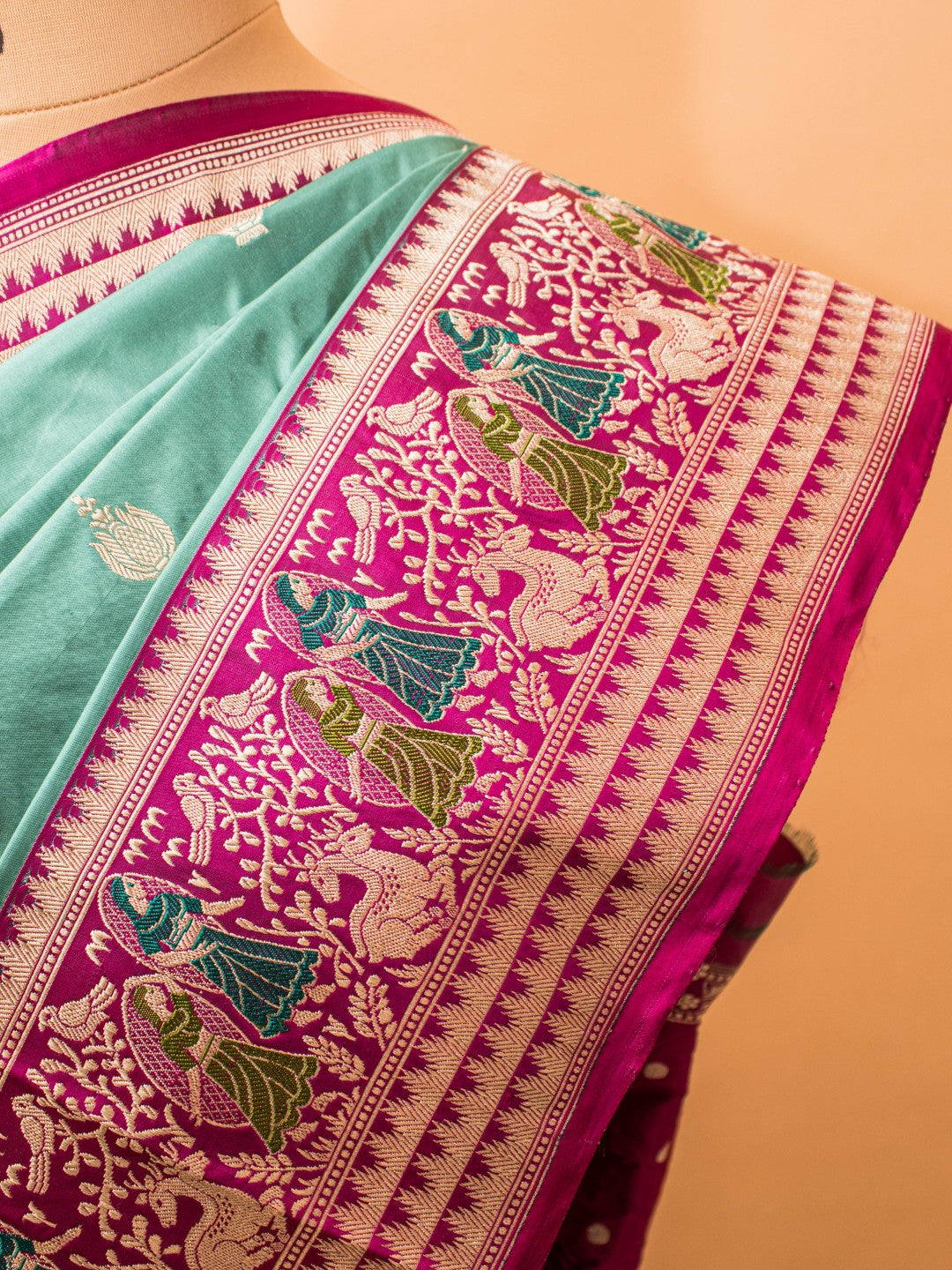 Pure Kataan Silk Contrast Meenakari Border