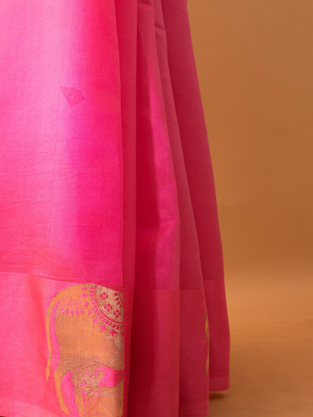 Pure Mashru Silk Nandi Motifs In Silver & Golden Zari - Pink