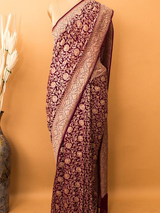 Pure Khaddi Georgette Jaal Banarasi Weaving saree