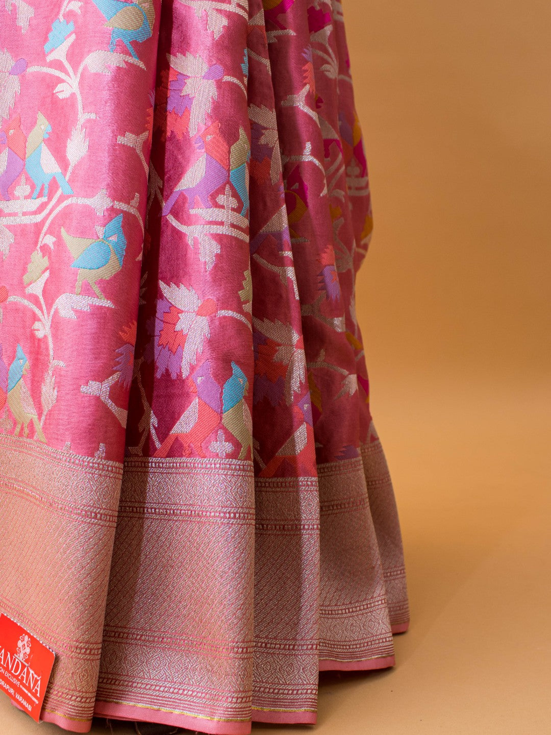 Mashru Silk Jamdani Style Meenakari Weaving -pink