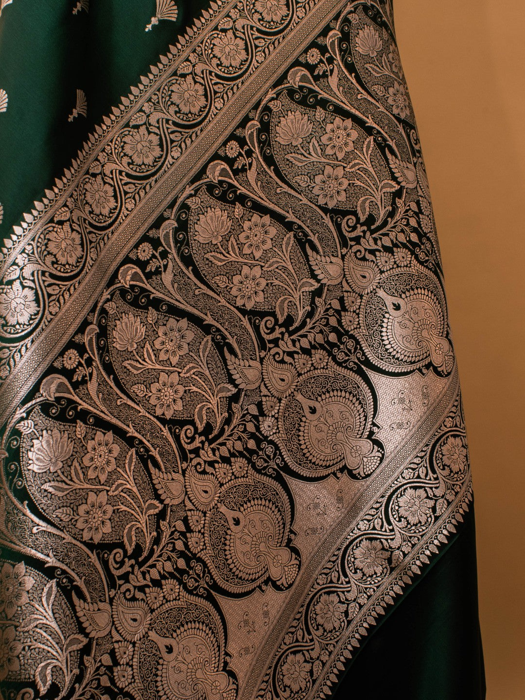 Mashru Silk In Unique Butti Weaved In Silver Zari All Over