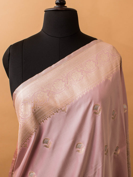 Mashru Silk In Alphi Buti Design In Traditional Banarasi - Pink