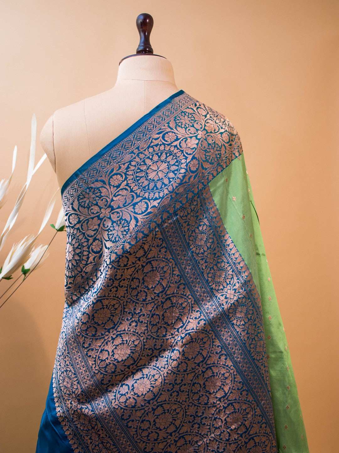 Pure Kataan Silk Contrast Border Small Butti