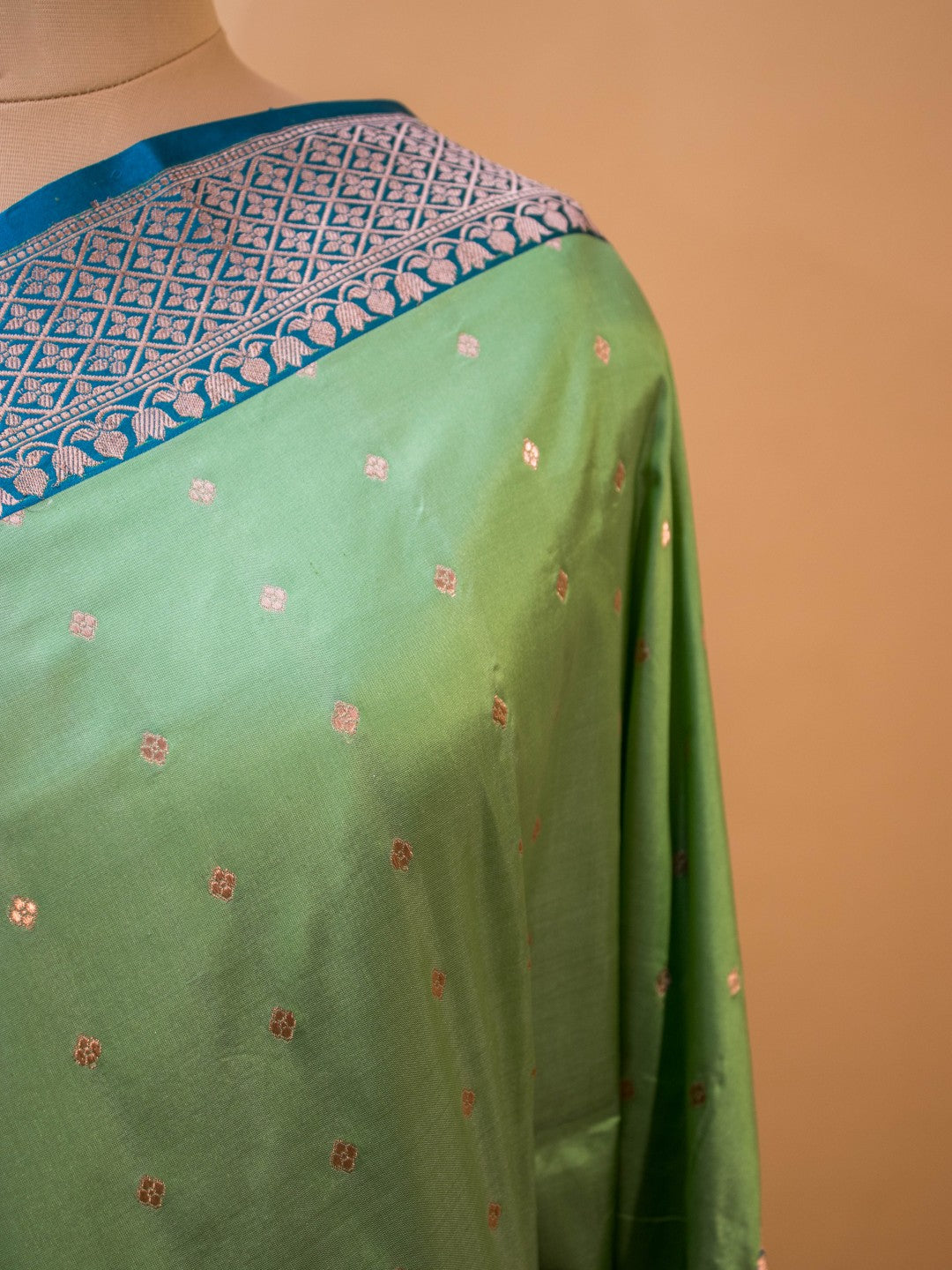 Pure Kataan Silk Contrast Border Small Butti