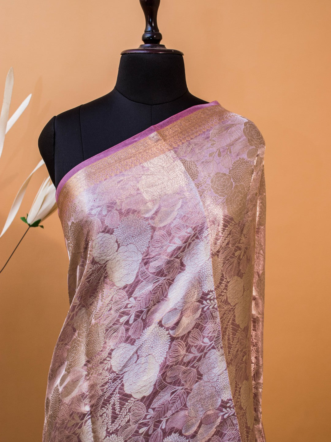 Pure Organza Tissue In Tanchui Hand Weaving- Purple