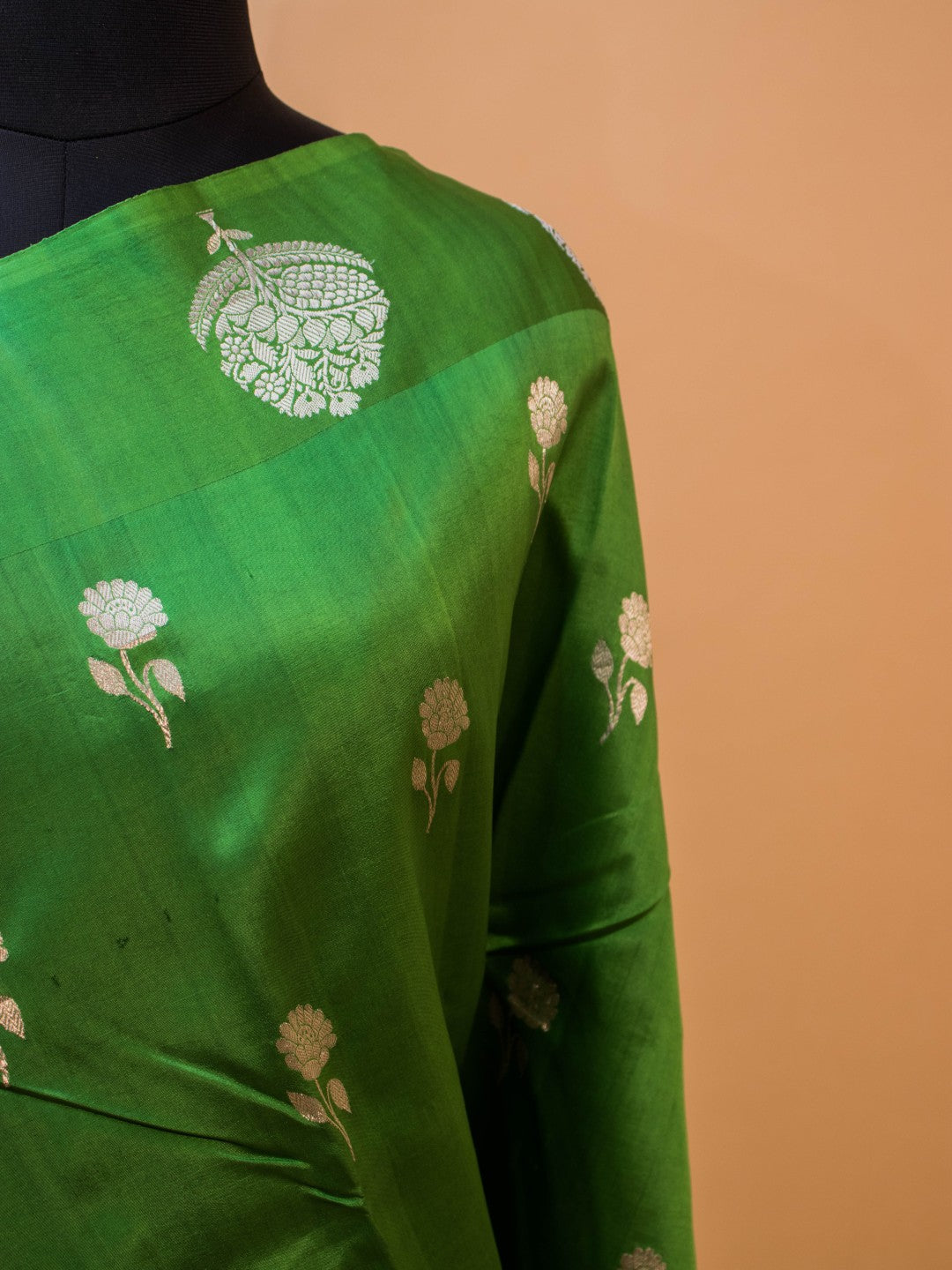 Pure Mango Silk With Beautiful Flower Motifs