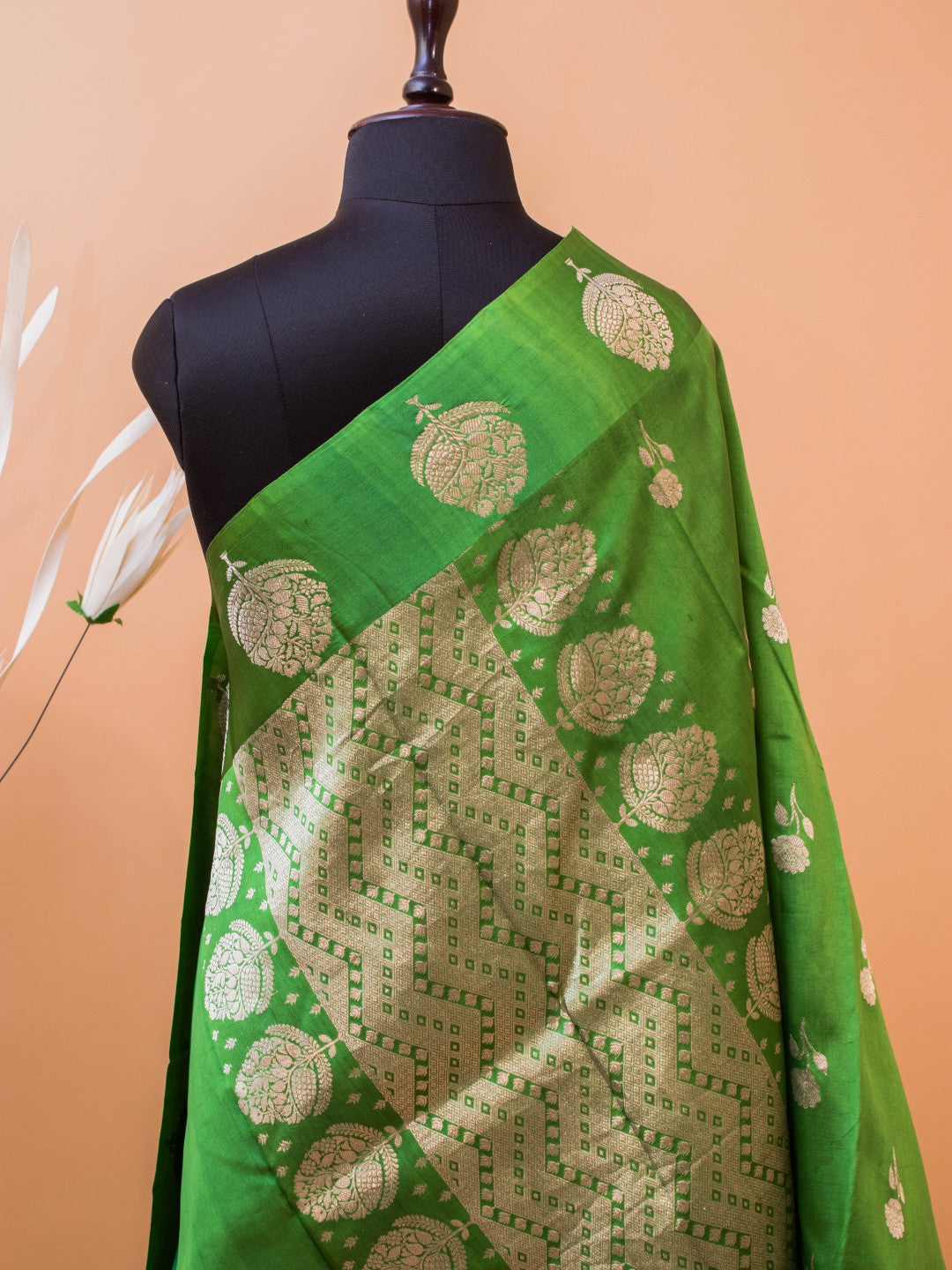 Pure Mango Silk With Beautiful Flower Motifs