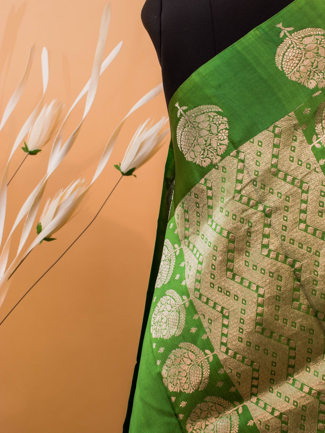 Pure Mango Silk With Beautiful Flower Motifs