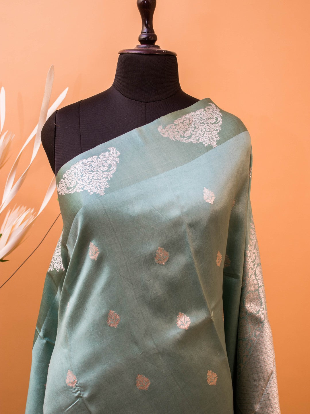 Pure Mashru Silk In Banarasi Motifs At Border - Blue