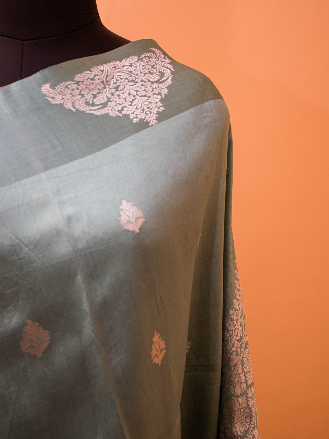 Pure Mashru Silk In Banarasi Motifs At Border - Blue
