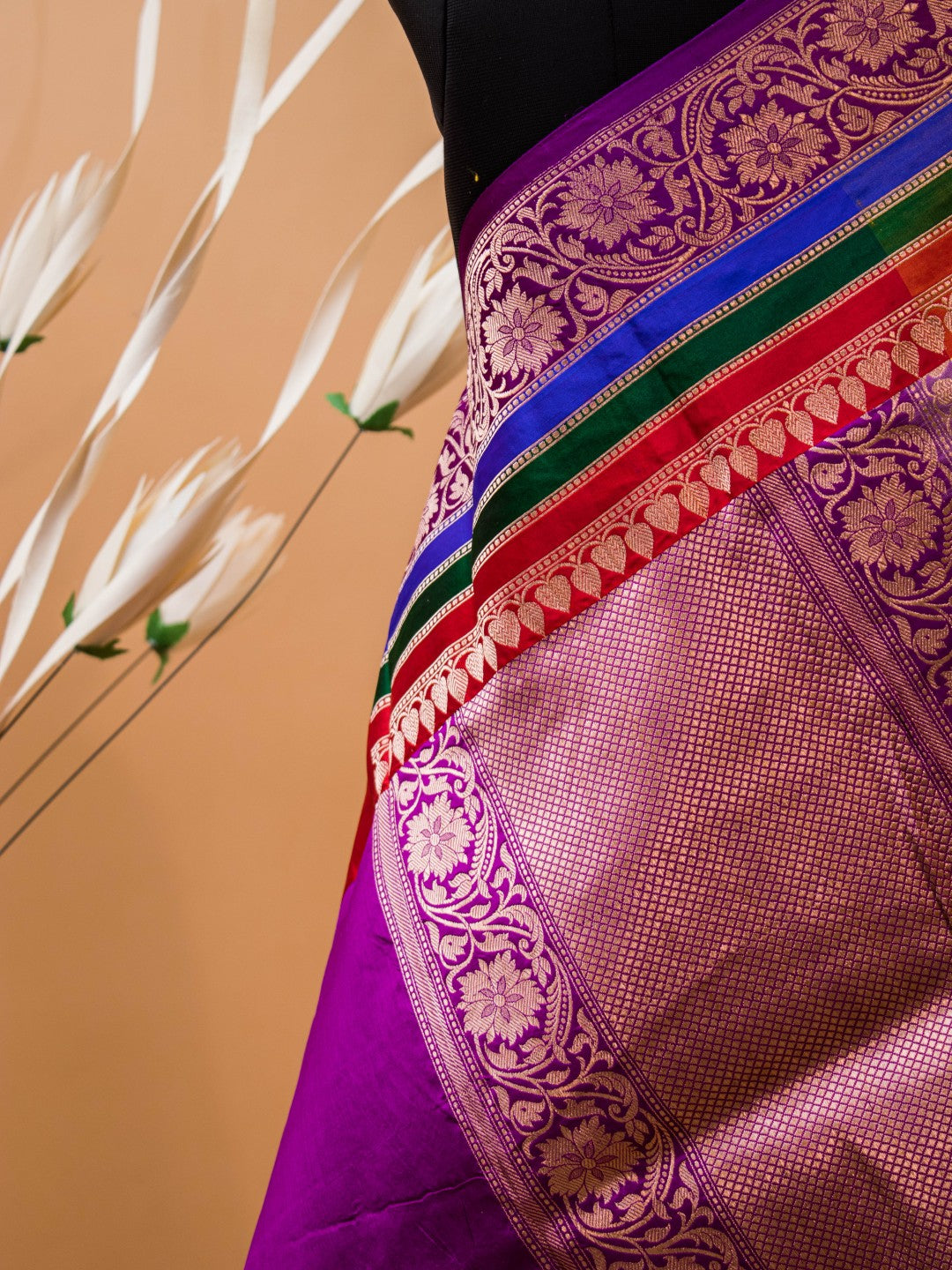 Traditional Pure Kataan Silk With Rangkaat Border Butti
