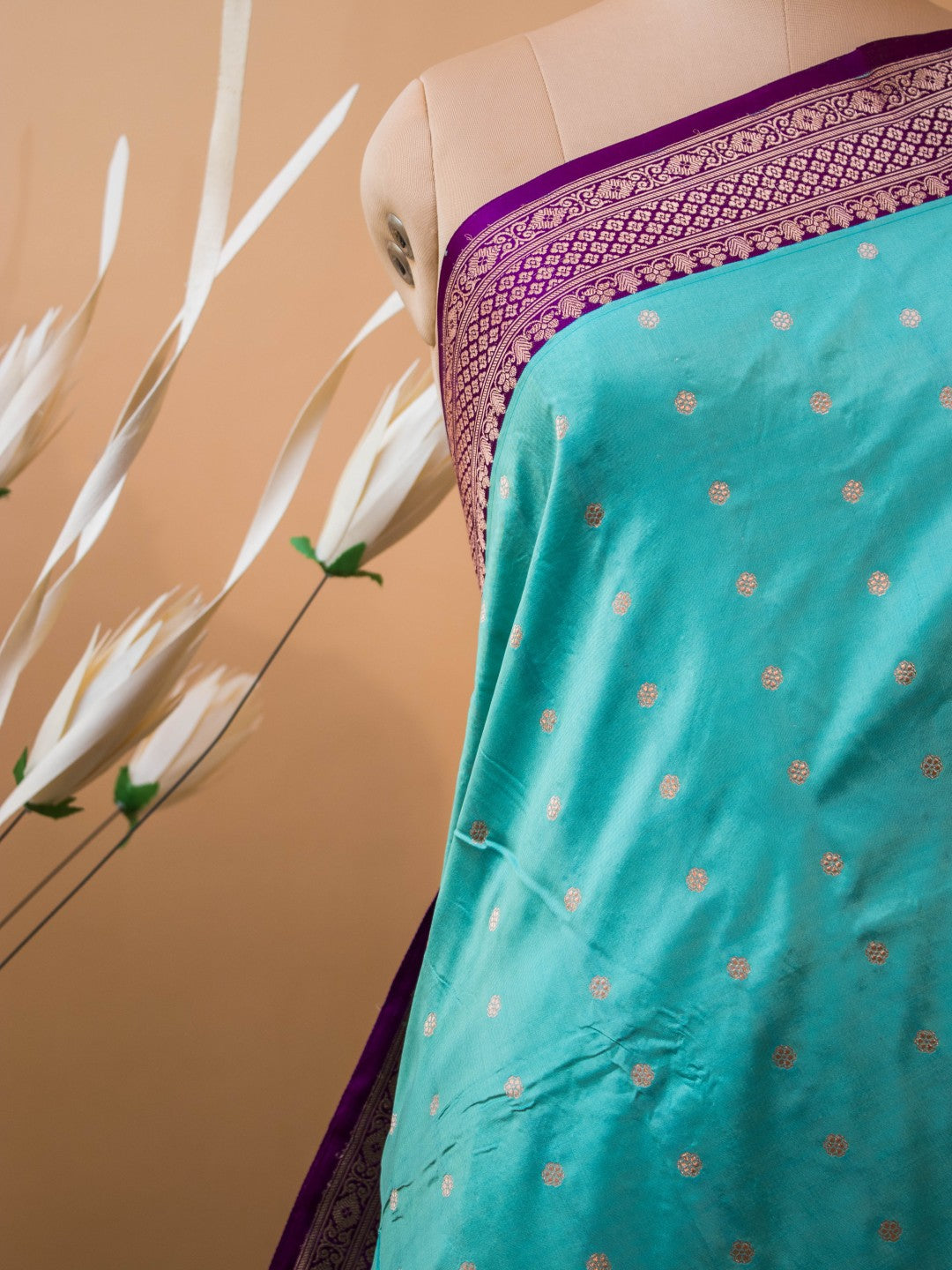 Pure Kataan Silk In Small Buti N Contrast Border