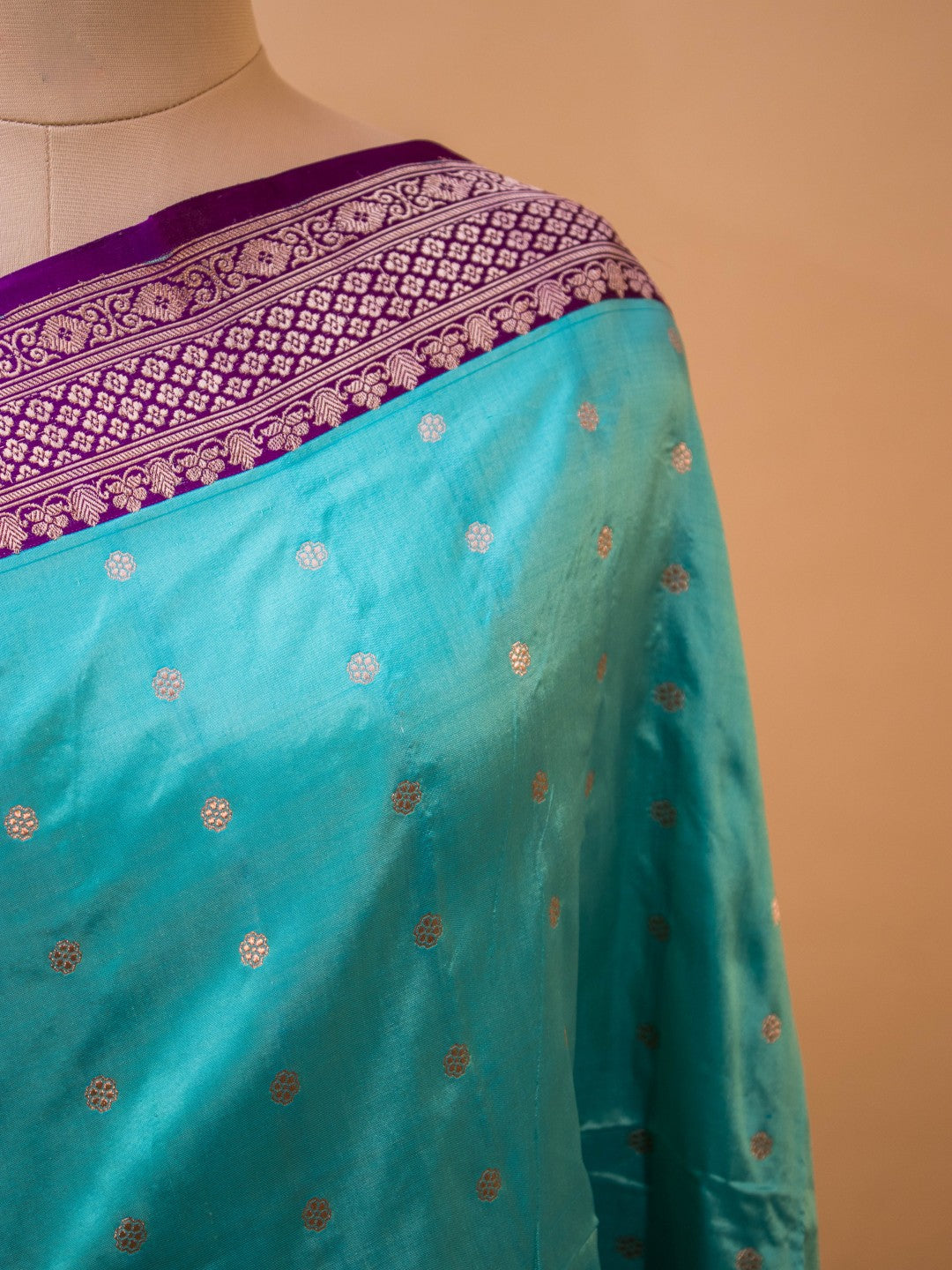 Pure Kataan Silk In Small Buti N Contrast Border