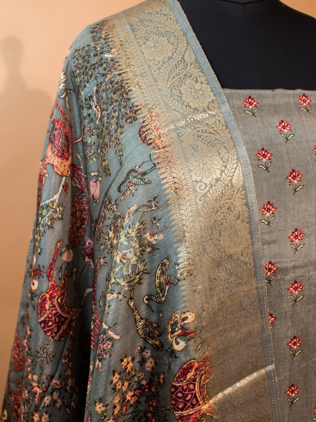 Pure Silk Pichwai Style Printed Unstitched Suit
