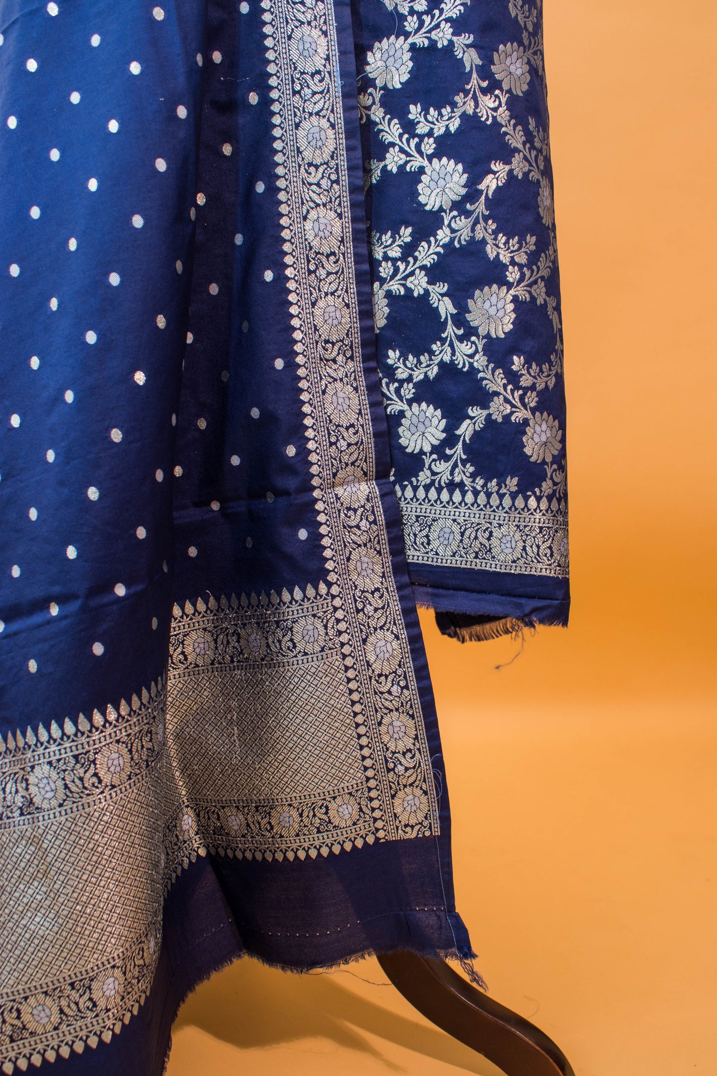 Banarasi Kataan Silk Suit Fabrics 3pc - Blue